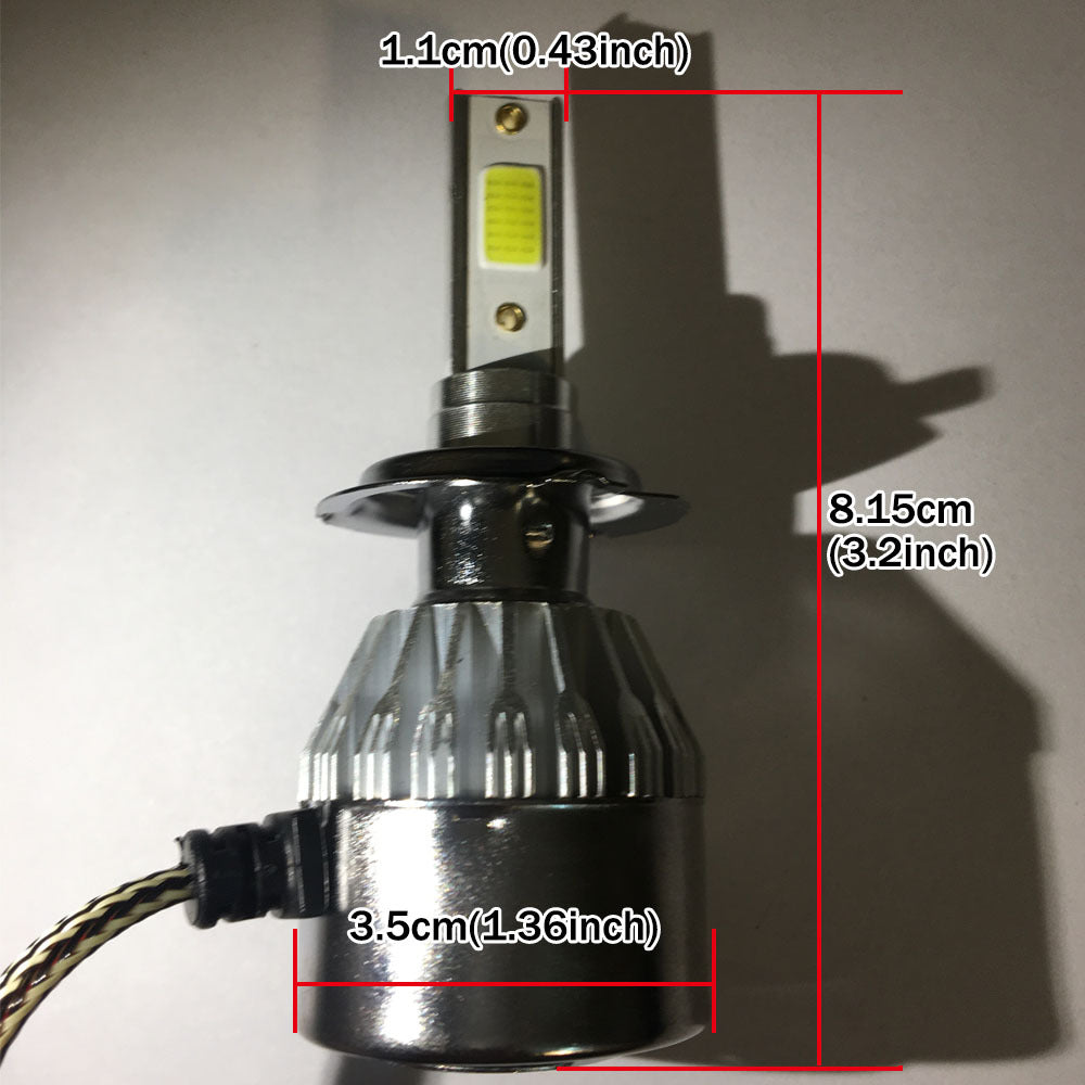 2 Pack LED Car Headlights H7 H4 H8 H9 H11 6000K 3000 Lumens Metal