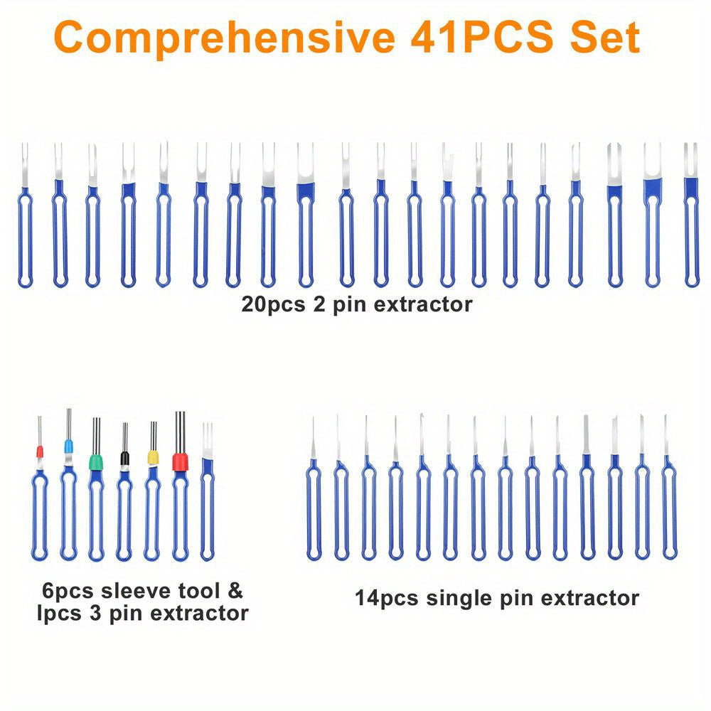 Kit de herramienta extractor de pines 41x, expulsor de terminal, eliminación de conectores con bolsa protectora