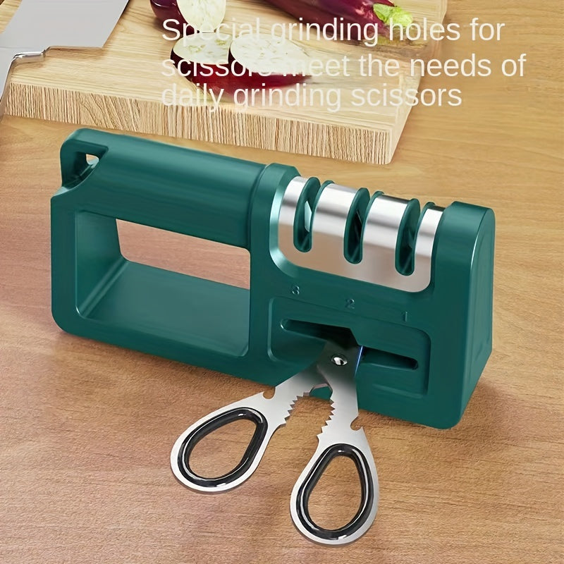 4-in-1 Diamond Knife Sharpener Manual Kitchen Scissors Blade Sharpener Stainless Steel