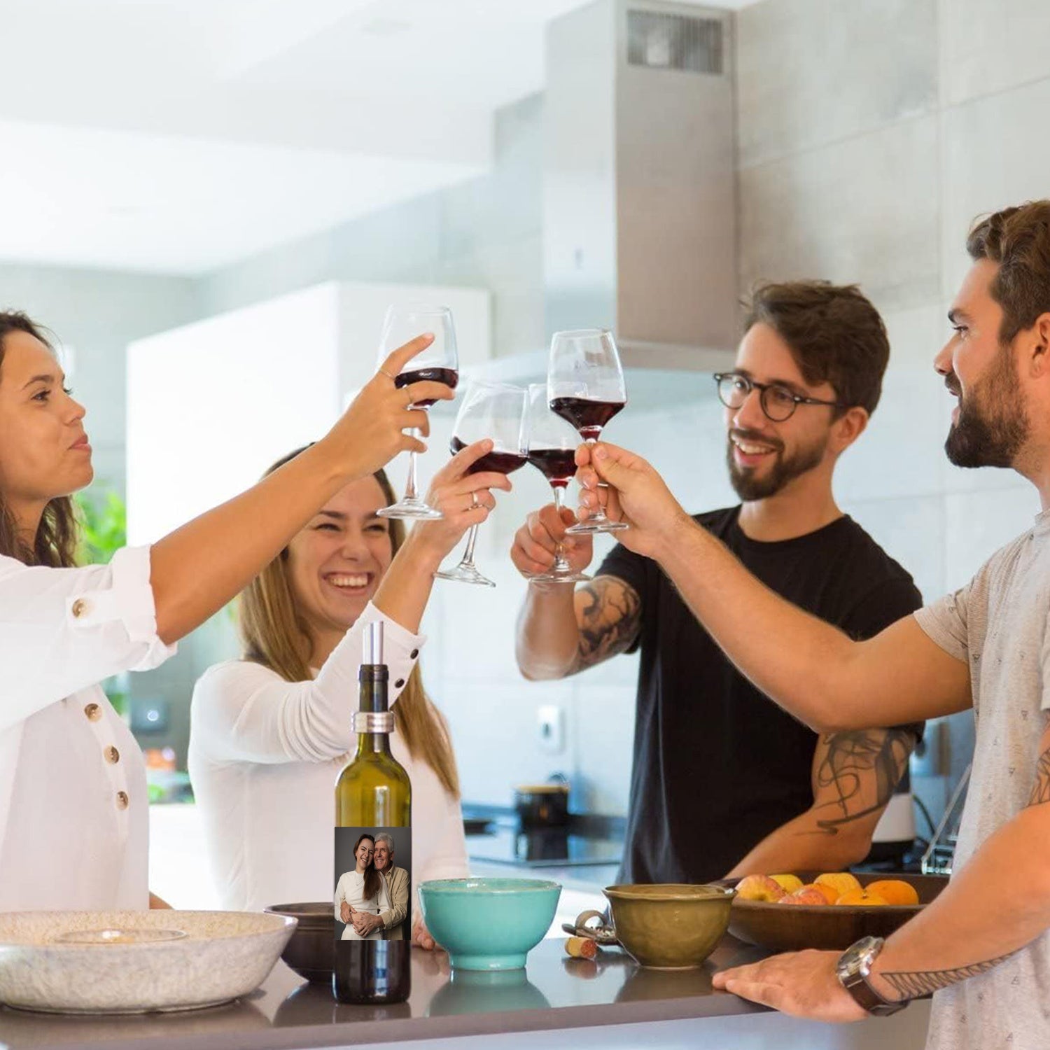 Custom Photo and Text Wine Labels for 6 Bottles Celebrations Gifting