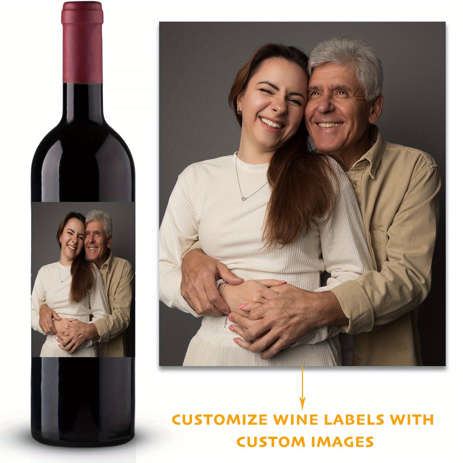 Custom Photo and Text Wine Labels for 6 Bottles Celebrations Gifting