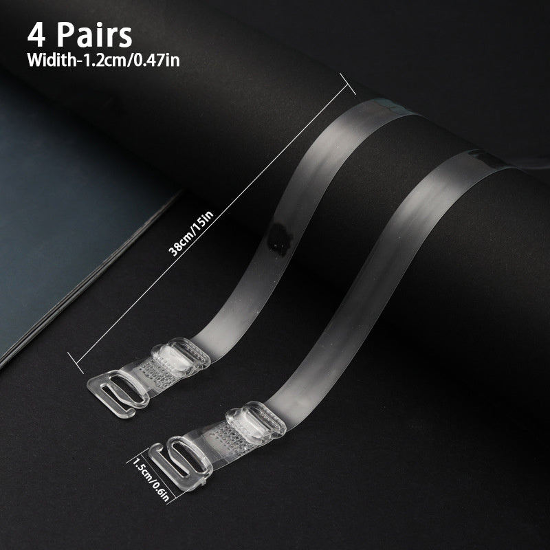 Invisible Transparent Bra Straps 4 Pairs Adjustable Non-Slip Soft TPU Women’s Fashion