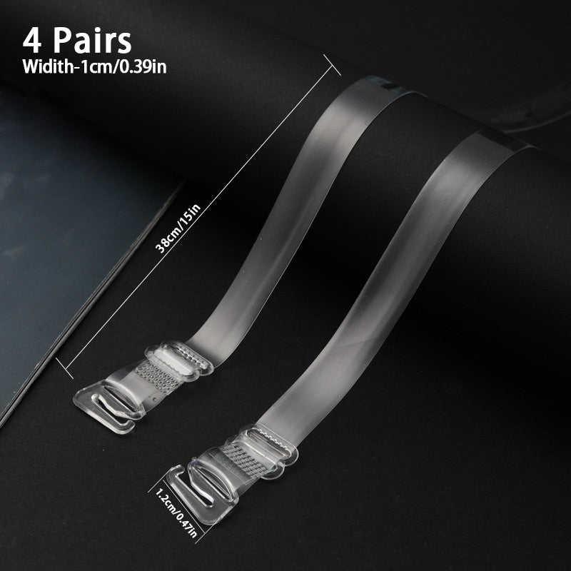Invisible Transparent Bra Straps 4 Pairs Adjustable Non-Slip Soft TPU Women’s Fashion
