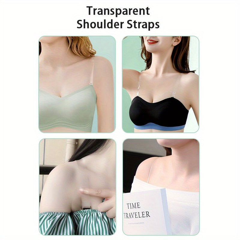 Invisible Transparent Bra Straps 4 Pairs Adjustable Non-Slip Soft TPU Women’s Fashion