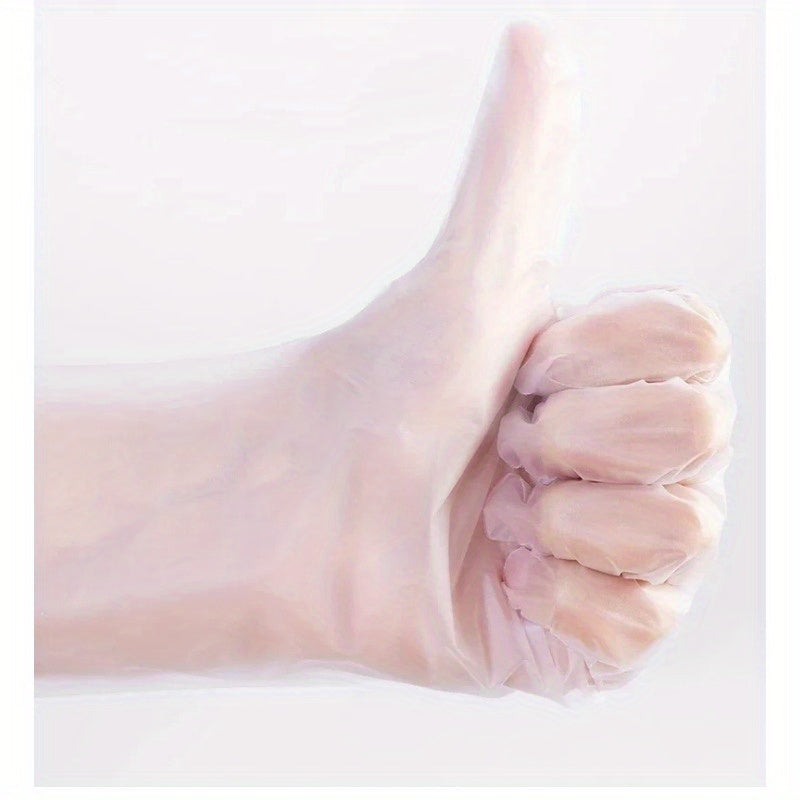 100 Pcs Food Grade TPE Disposable Gloves Clear Oil-Resistant Kitchen Cleaning