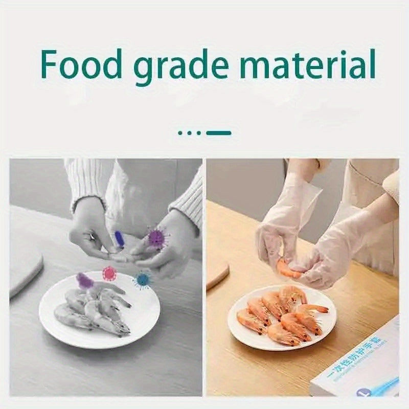 100 Pcs Food Grade TPE Disposable Gloves Clear Oil-Resistant Kitchen Cleaning