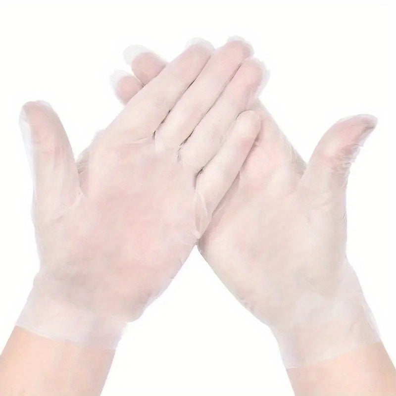 100 Pcs Food Grade TPE Disposable Gloves Clear Oil-Resistant Kitchen Cleaning