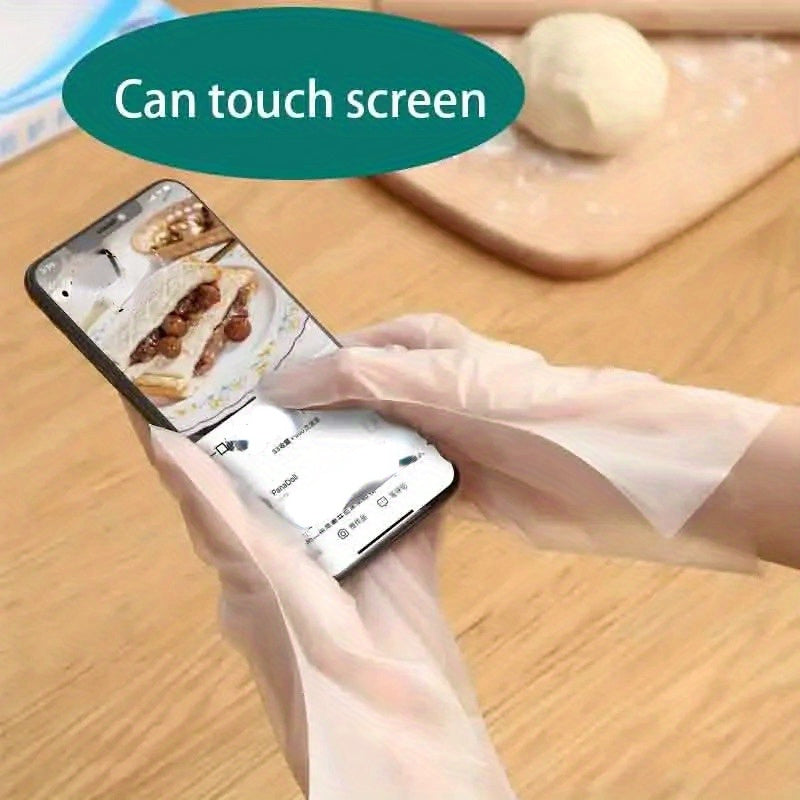 100 Pcs Food Grade TPE Disposable Gloves Clear Oil-Resistant Kitchen Cleaning