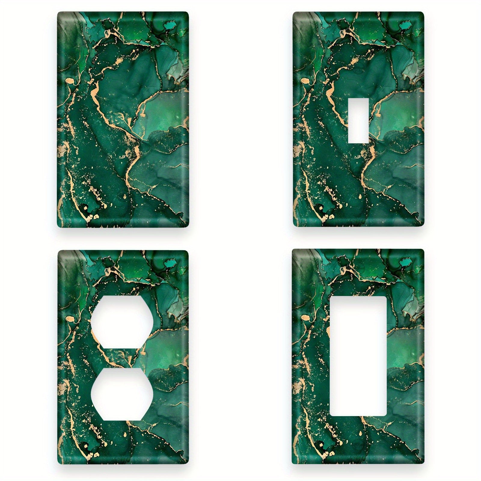 Decorative Marble Light Switch Cover in Green and Gold for Kitchen Bathroom