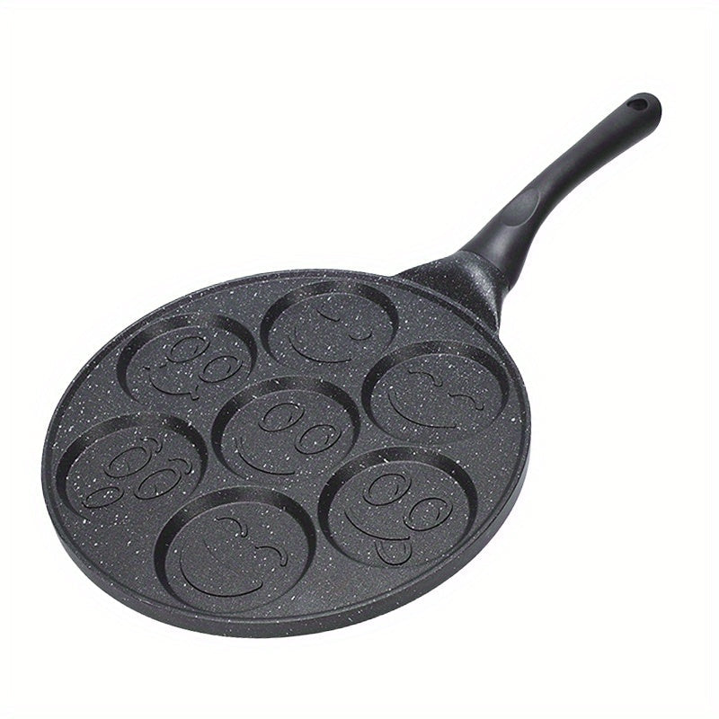Joyful Face Mini Pancake Pan bilan mini pancake qilish juda oson! 7 ta qiziqarli dizayni bilan, bu yopishmaydigan alyuminiy skilet mukammal nonushta yoki brunch tayyorlash uchun ideal. Mashinada tozalash mumkin va partiyalar va tug'ilgan kunlar uchun mos.