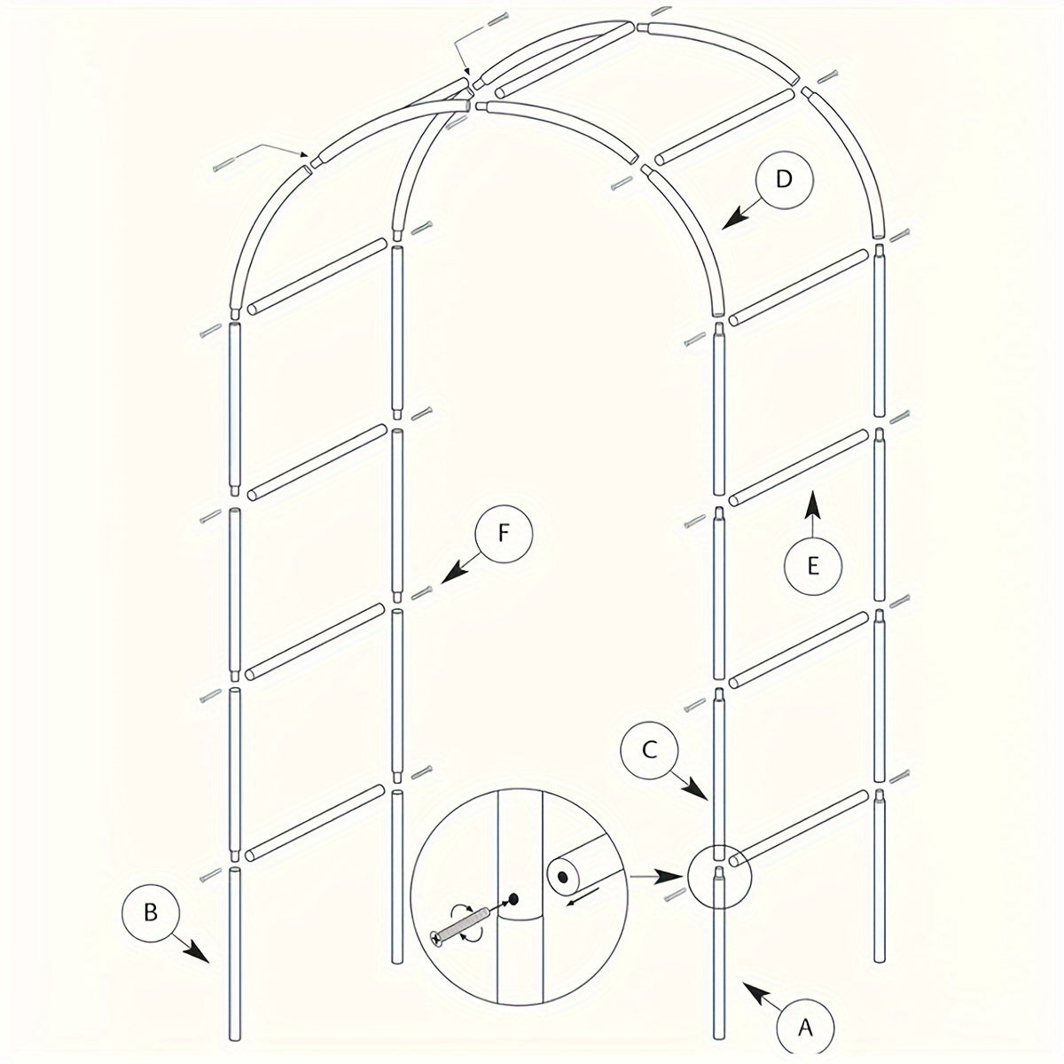 Прочный черный металлический садовый арка для растений и шаров с тяжелой стальной опорой.