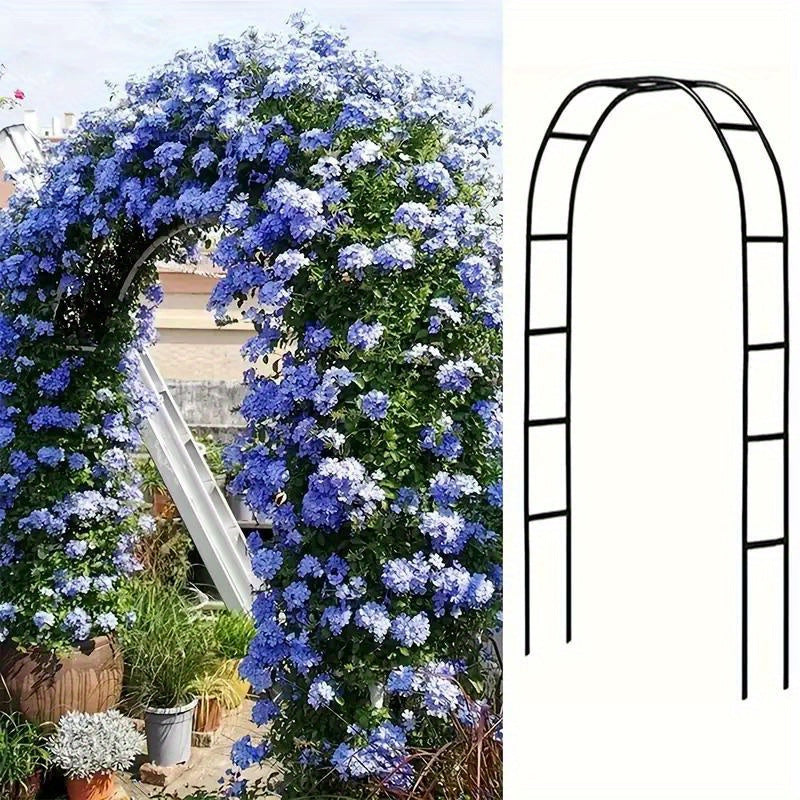 Black Metal Garden Arch for Climbing Plants and Balloons Heavy Steel Support