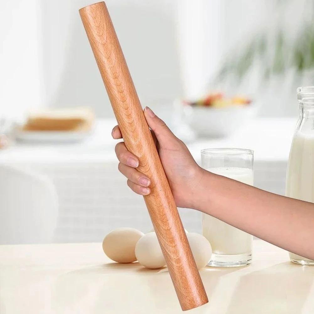 Beech Wood Rolling Pin for Baking Dough Pizza Pie Cookies Ergonomic Handle