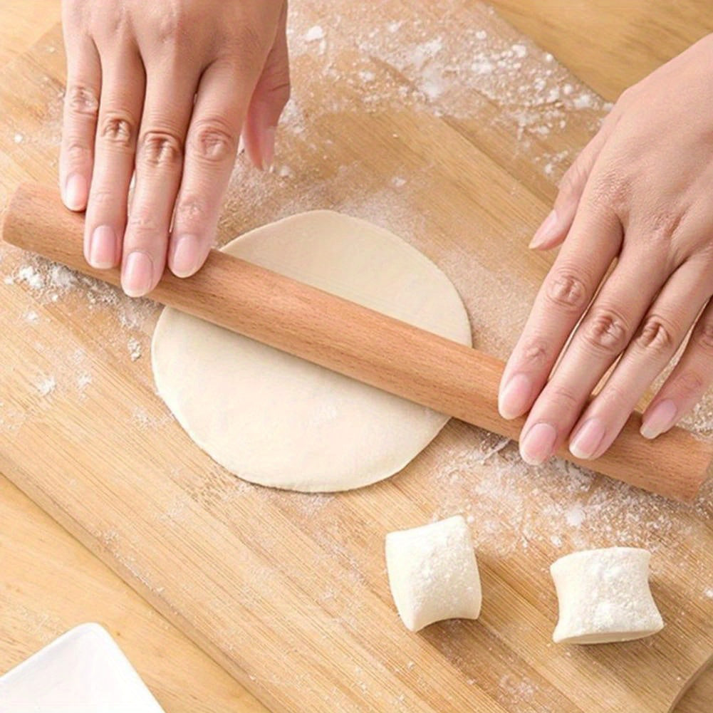 Beech Wood Rolling Pin for Baking Dough Pizza Pie Cookies Ergonomic Handle
