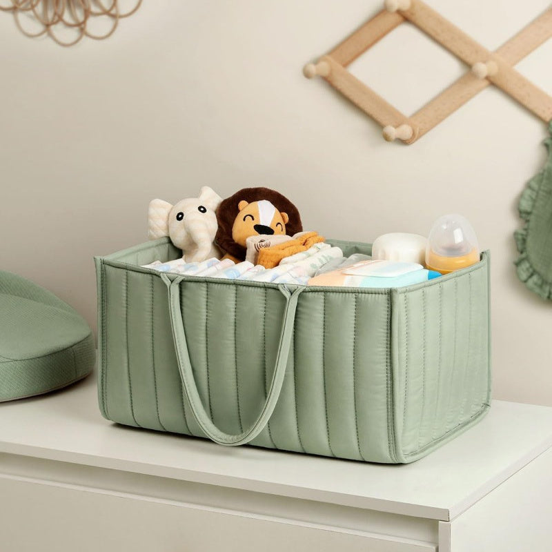 Organizador de caddy para pañales con divisores acolchados, cesta de almacenamiento para guardería, regalo para baby shower