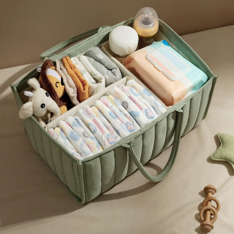 Organizador de caddy para pañales con divisores acolchados, cesta de almacenamiento para guardería, regalo para baby shower