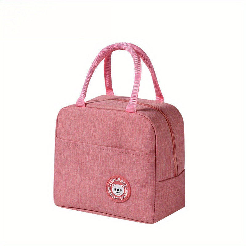 Ayblanadigan termal tushlik sumkasi, ayiq terisi tegi bilan izolyatsiya qilingan