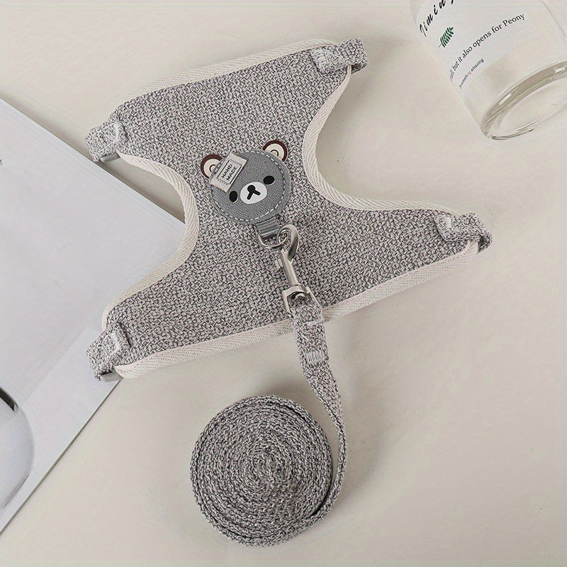 Small Breathable Linen Vest Style Dog Harness for Small Pets Cats and Rabbits