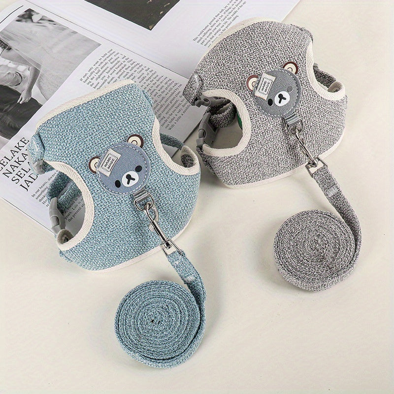 Small Breathable Linen Vest Style Dog Harness for Small Pets Cats and Rabbits