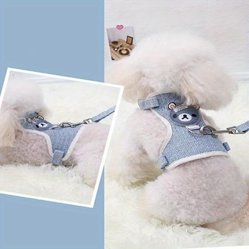 Small Breathable Linen Vest Style Dog Harness for Small Pets Cats and Rabbits