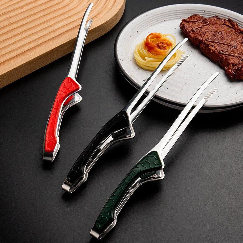 Stainless Steel Kitchen Tongs Non-Slip Grip Heat Resistant BBQ Grill Tongs