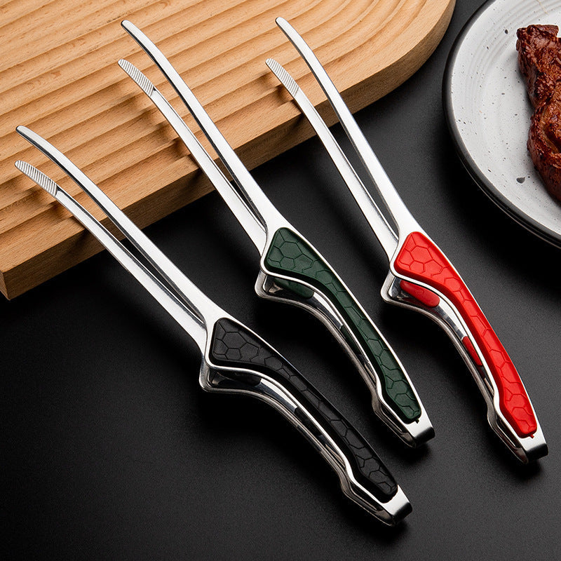 Stainless Steel Kitchen Tongs Non-Slip Grip Heat Resistant BBQ Grill Tongs