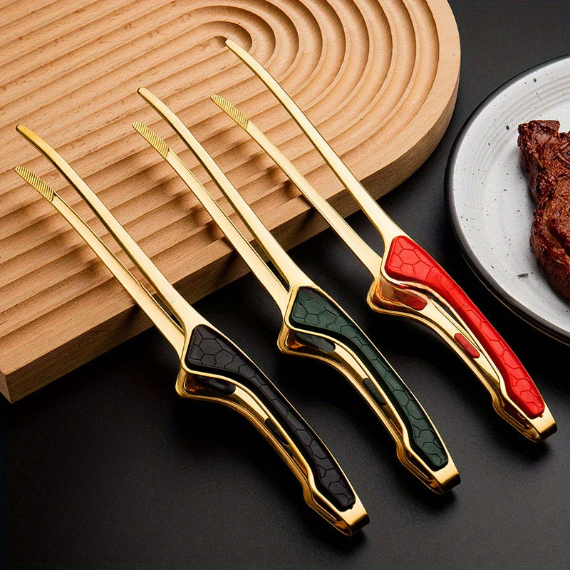 Stainless Steel Kitchen Tongs Non-Slip Grip Heat Resistant BBQ Grill Tongs