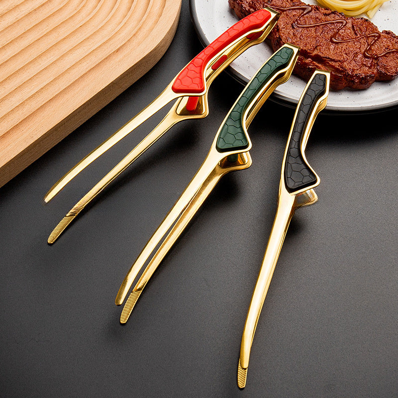 Stainless Steel Kitchen Tongs Non-Slip Grip Heat Resistant BBQ Grill Tongs