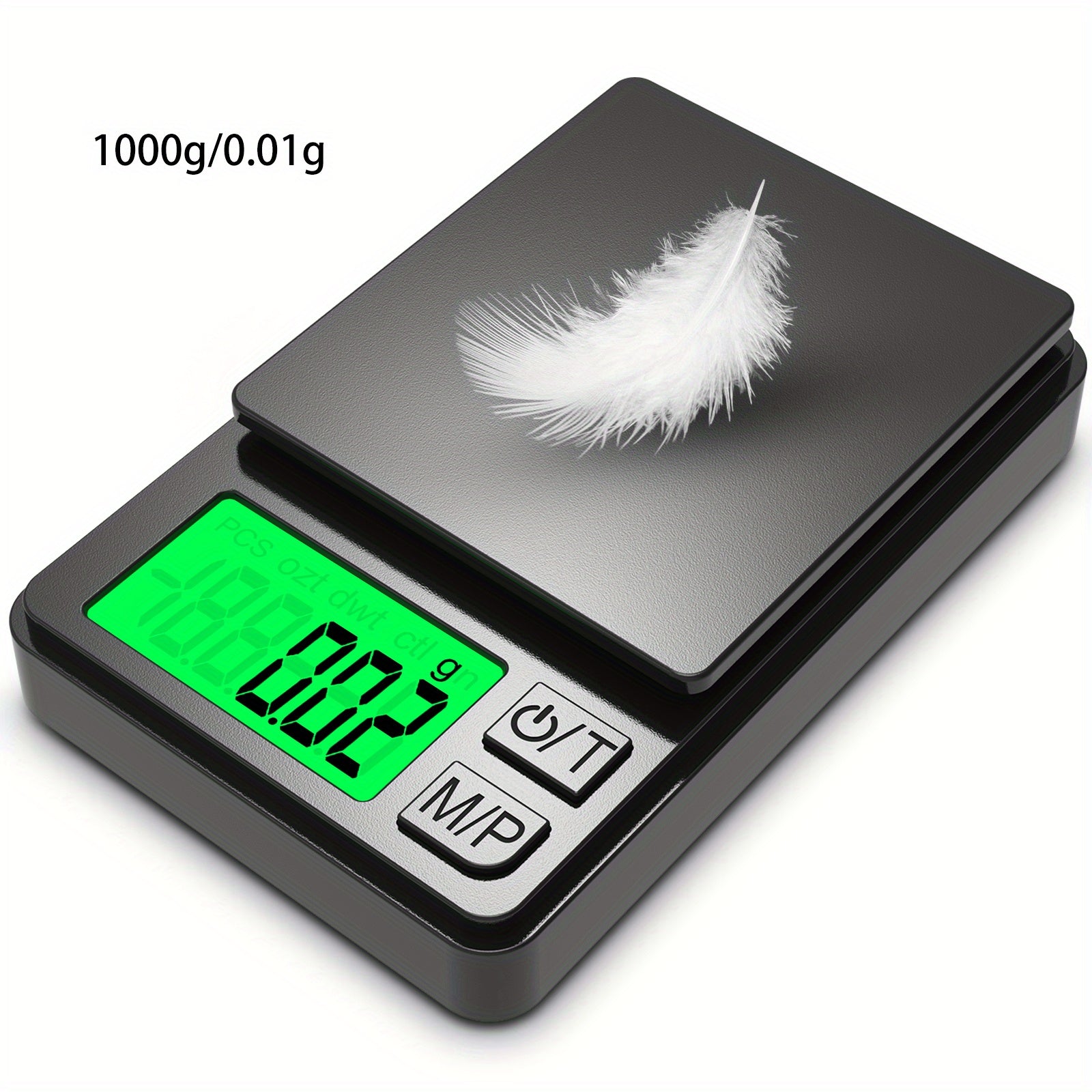 Mini raqamli cho'ntak tarozisi, orqa yoritilgan LCD ekran, 100g sig'im va 0.01g aniqlik, oziq-ovqat, zargarlik va oshxona uchun ideal.