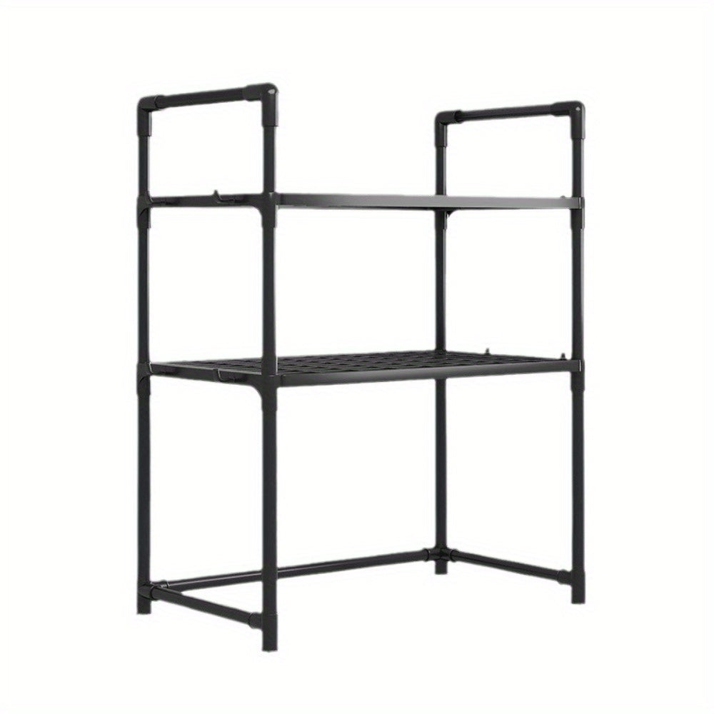 Durable Metal Kitchen Microwave Stand with Two Tiers, Adjustable, Expandable