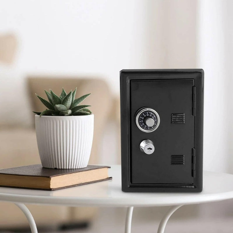 Black Metal Money Safe with Dual Keys for Secure Coin and Cash Storage