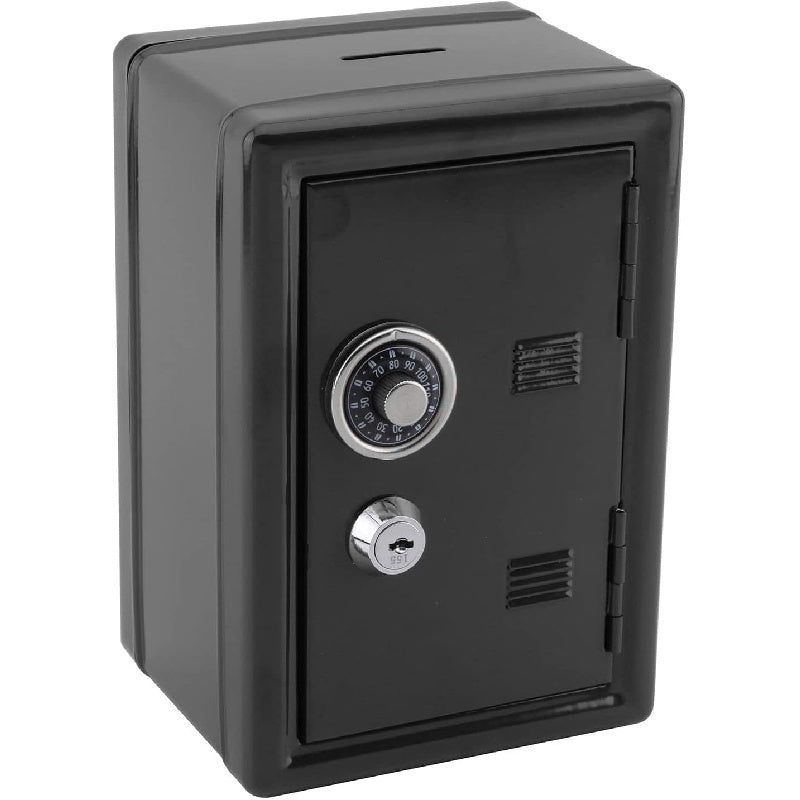 Black Metal Money Safe with Dual Keys for Secure Coin and Cash Storage