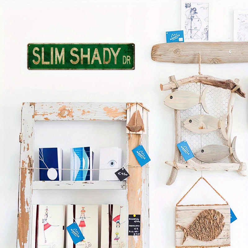 Metal Sign Slim Shady Novelty Wall Decor 10x40cm for Home Bar Cafe Garage Farmhouse