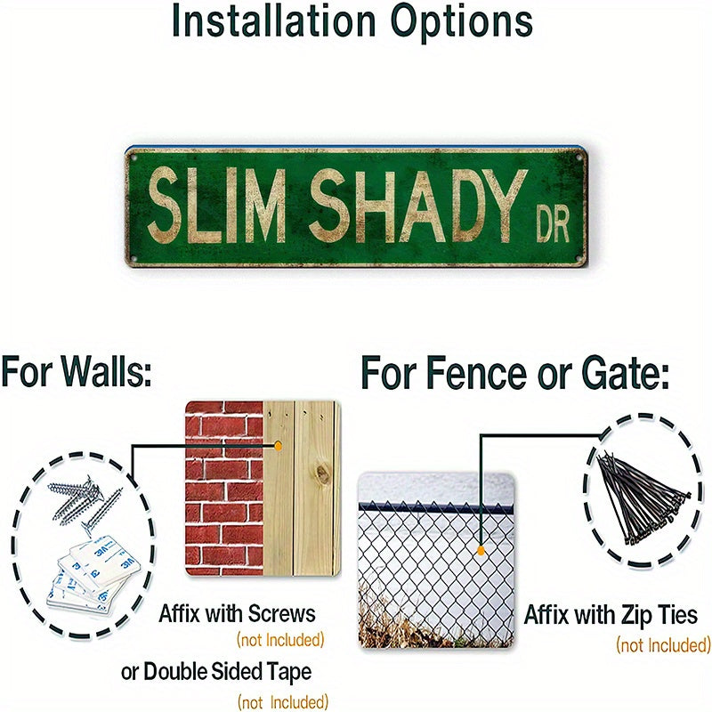 Metal Sign Slim Shady Novelty Wall Decor 10x40cm for Home Bar Cafe Garage Farmhouse