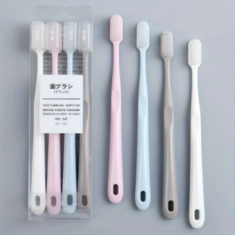 4Pcs Soft Nylon Bristle Toothbrushes for Sensitive Gums and Travel with Protective Caps