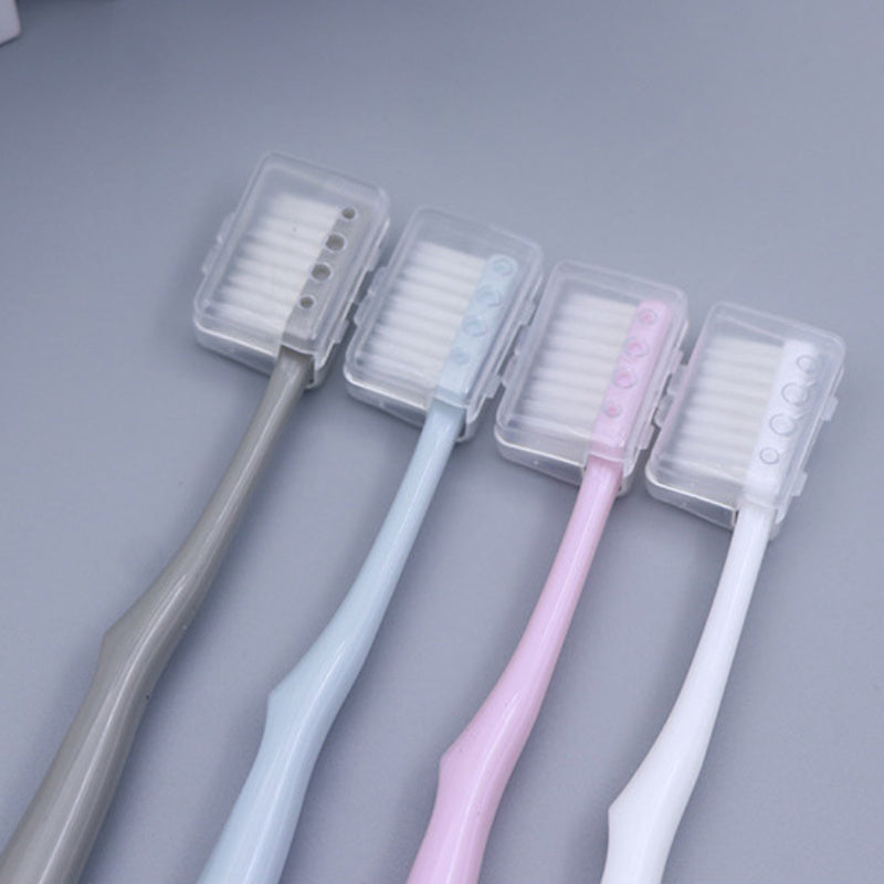 4Pcs Soft Nylon Bristle Toothbrushes for Sensitive Gums and Travel with Protective Caps