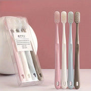 4Pcs Soft Nylon Bristle Toothbrushes for Sensitive Gums and Travel with Protective Caps