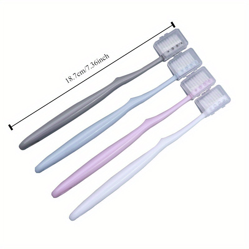 4Pcs Soft Nylon Bristle Toothbrushes for Sensitive Gums and Travel with Protective Caps
