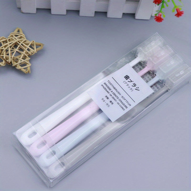 4Pcs Soft Nylon Bristle Toothbrushes for Sensitive Gums and Travel with Protective Caps