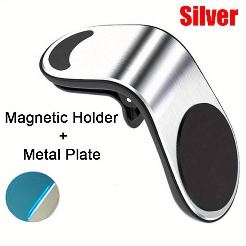 Magnetic Car Phone Holder Stainless Steel Dashboard Vent Mount 360° Rotating