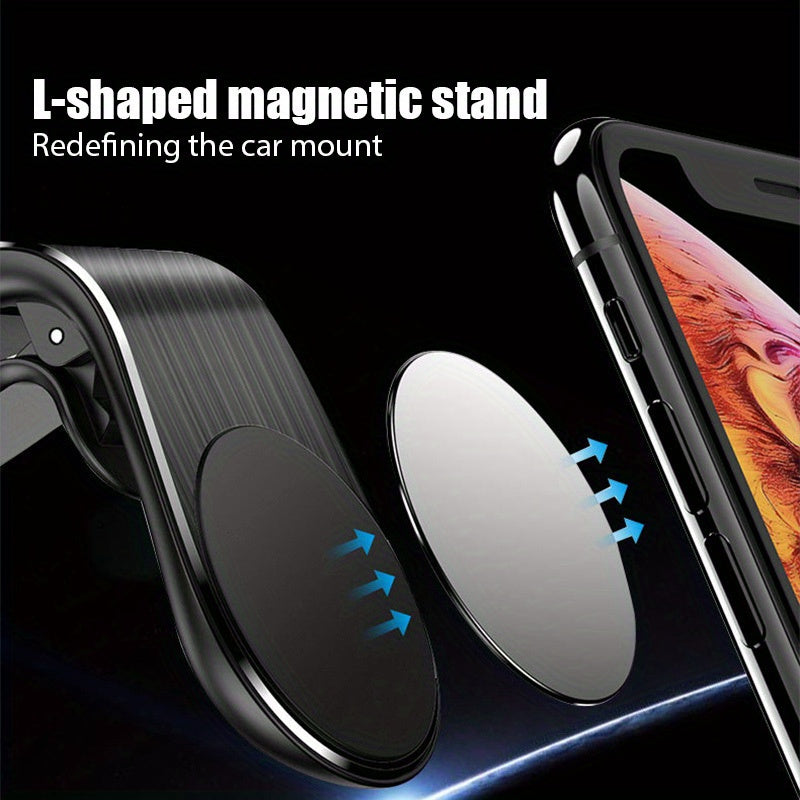 Magnetic Car Phone Holder Stainless Steel Dashboard Vent Mount 360° Rotating