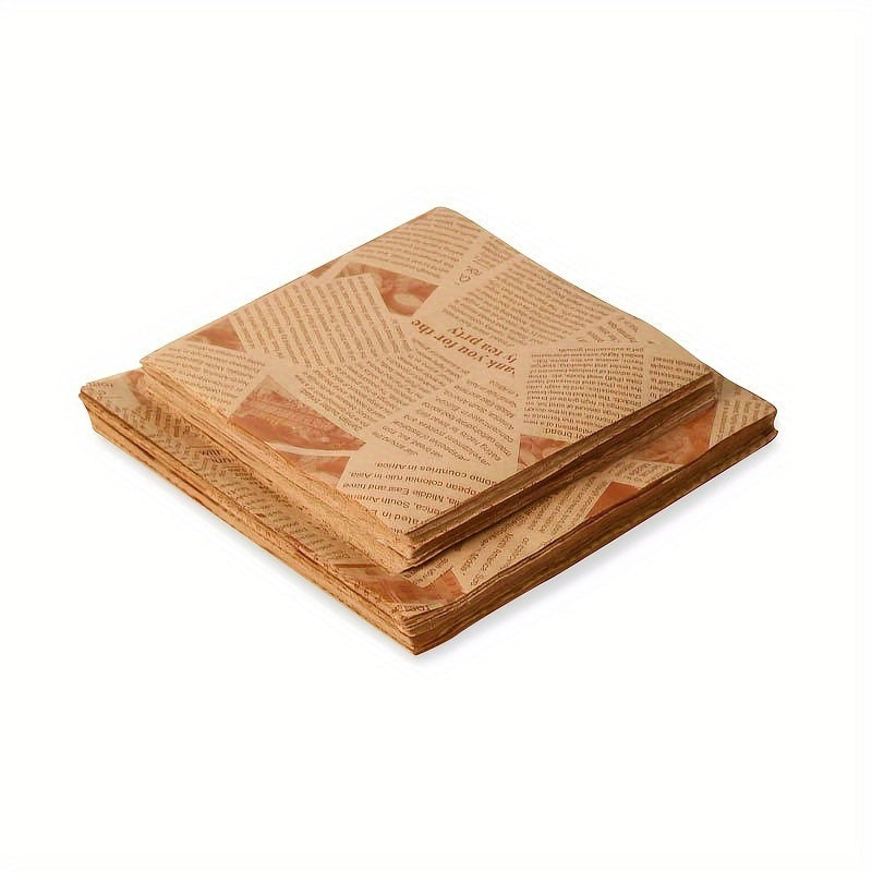 100 ta foydalanishga tayyor yog'ga chidamli pishirish qog'ozlari, Vintage Newsprint dizayni