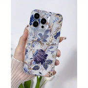 Elegant Floral Pattern TPU Phone Case for iPhone 11 12 13 14 15 Pro Max with Lens Protection