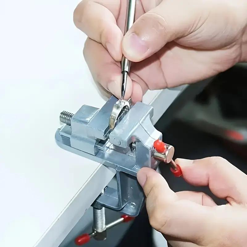 Mini Aluminum Bench Vise with Adjustable Table Clamp for DIY Projects