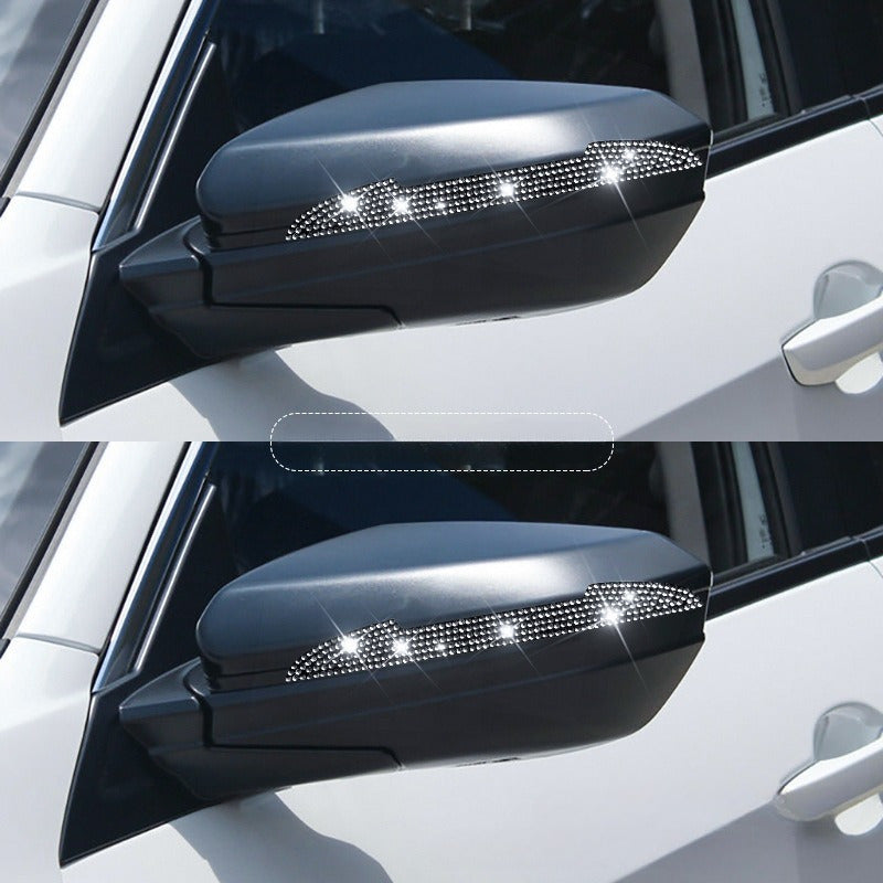 Female Car Mirror Decals 2 Pack Polyester Sparkling Diamond Bling