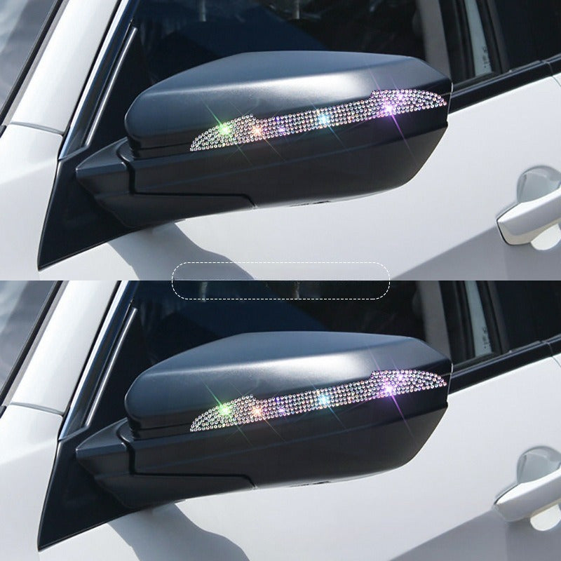 Female Car Mirror Decals 2 Pack Polyester Sparkling Diamond Bling