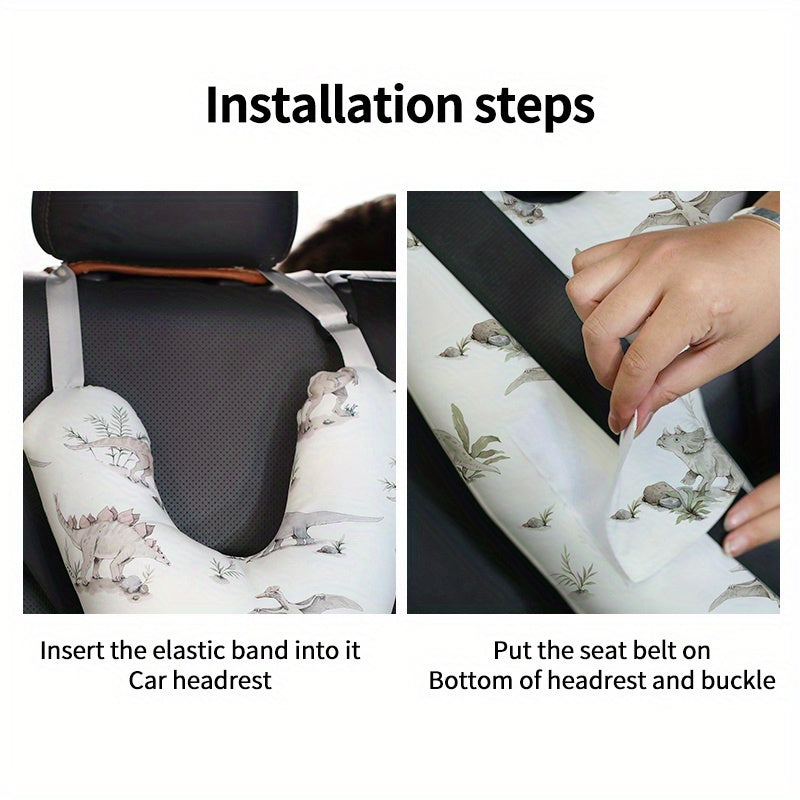 Kids Car Seat Neck Pillow Travel Cushion Adjustable Shoulder Pad Polyester Fiber