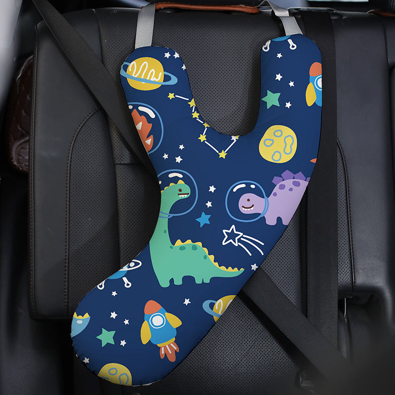 Kids Car Seat Neck Pillow Travel Cushion Adjustable Shoulder Pad Polyester Fiber