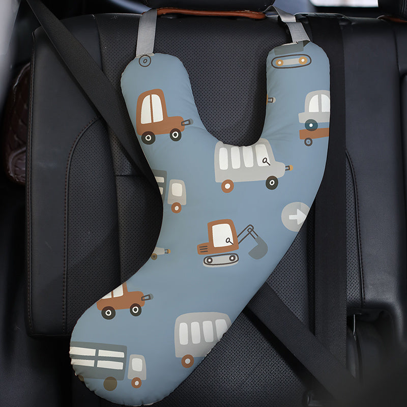 Kids Car Seat Neck Pillow Travel Cushion Adjustable Shoulder Pad Polyester Fiber