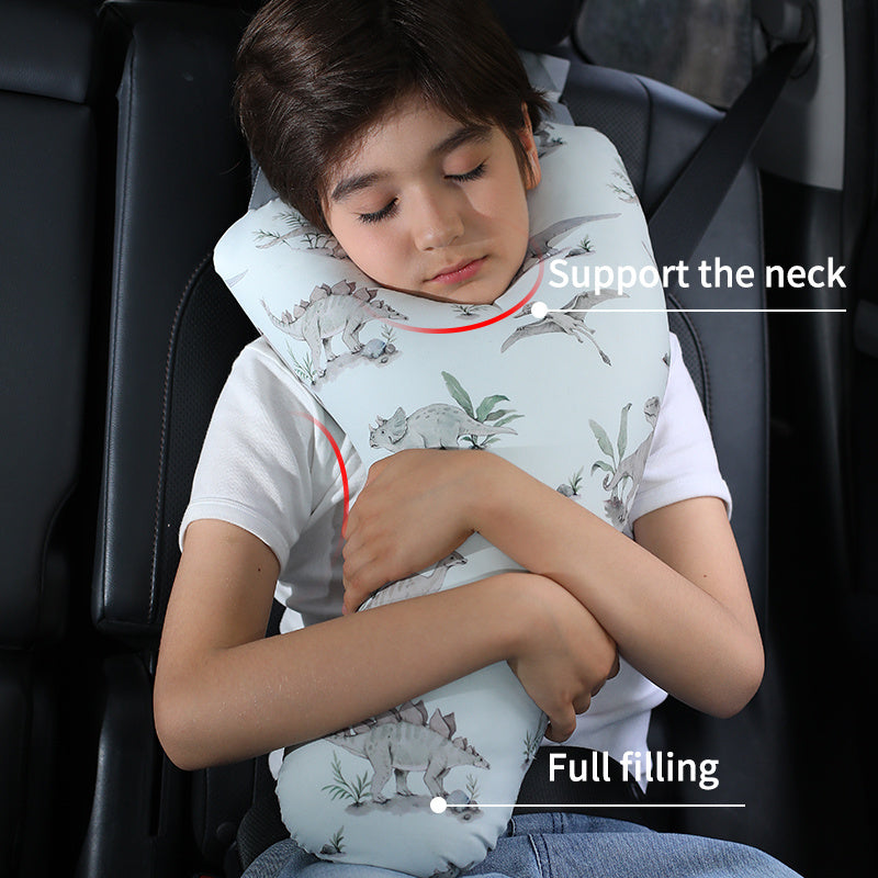 Kids Car Seat Neck Pillow Travel Cushion Adjustable Shoulder Pad Polyester Fiber